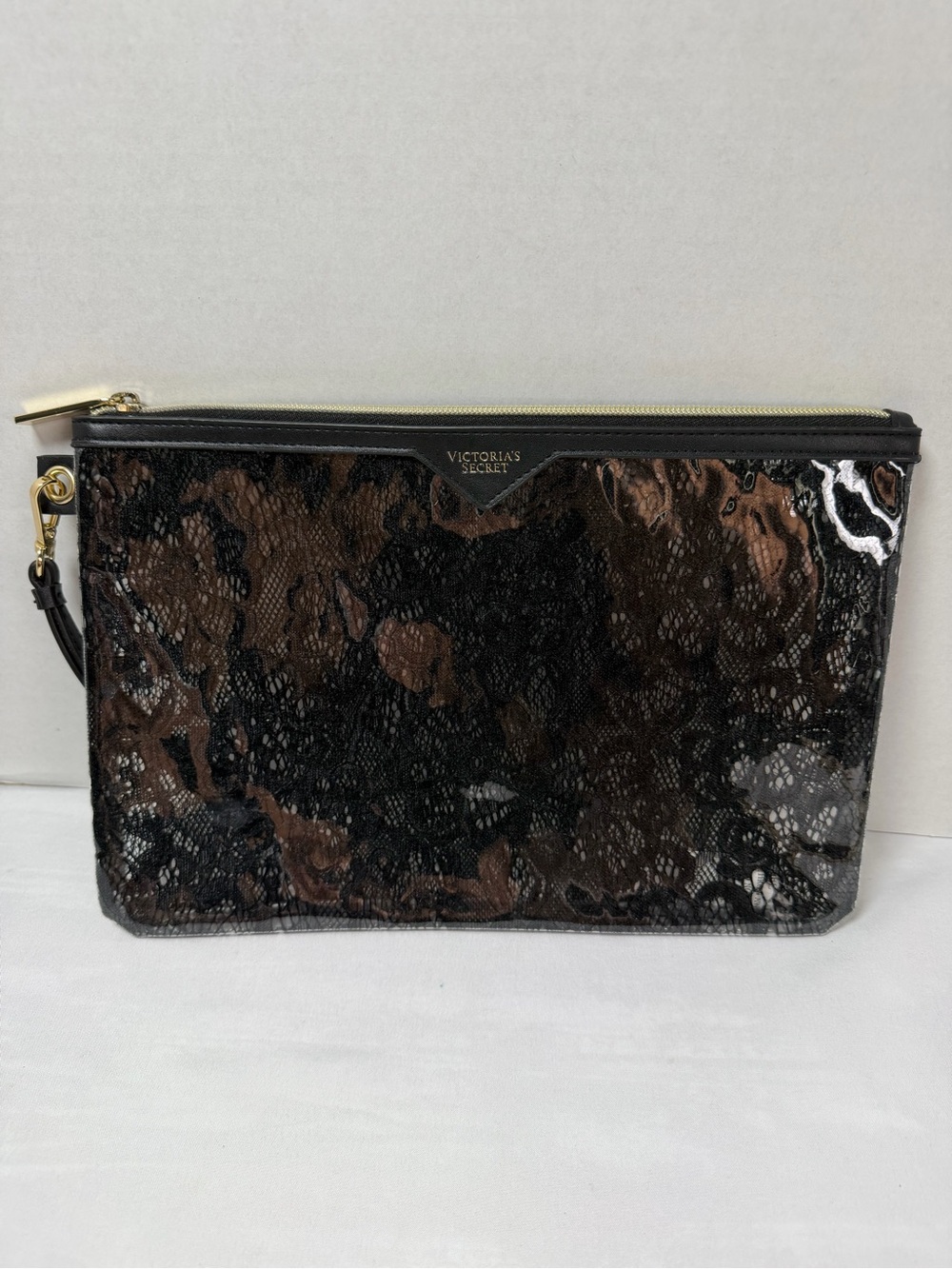 Large Victoria's secret Coin Purse Costmetic Bag Makeup Case Lace Flowers NWOT
